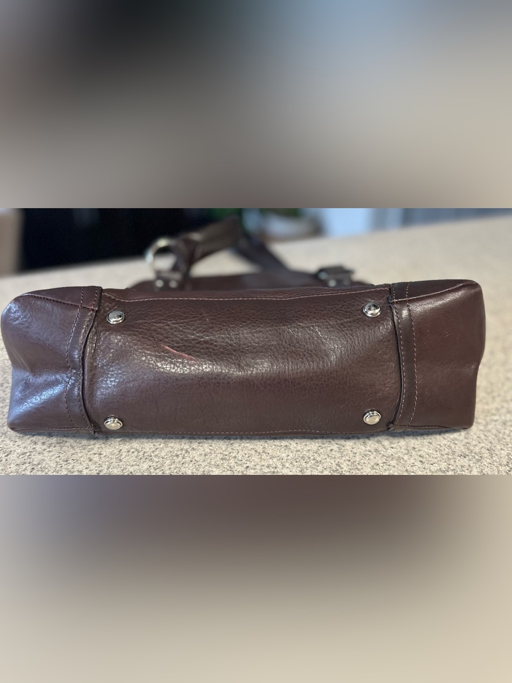 B. Makowsky Brown Pebbled Leather Shoulder Bag - Picture 7 of 8